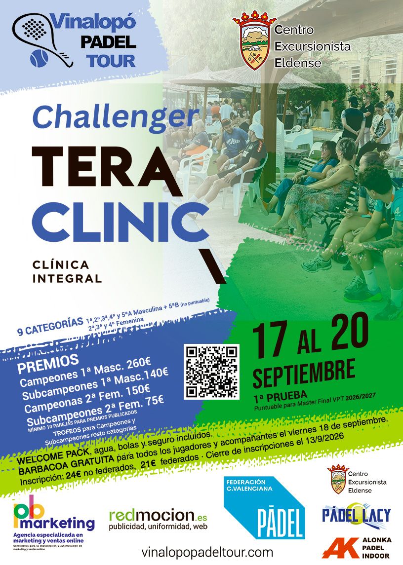 Cartel del Challenger Tera Clinic, 17 al 20 de septiembre, Centro Excursionista Eldense